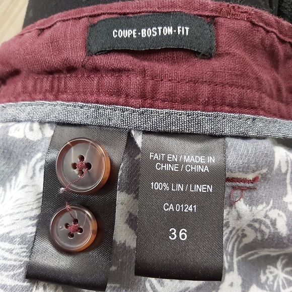 Mens Simons Burgundy linen short - Picture 4 of 4